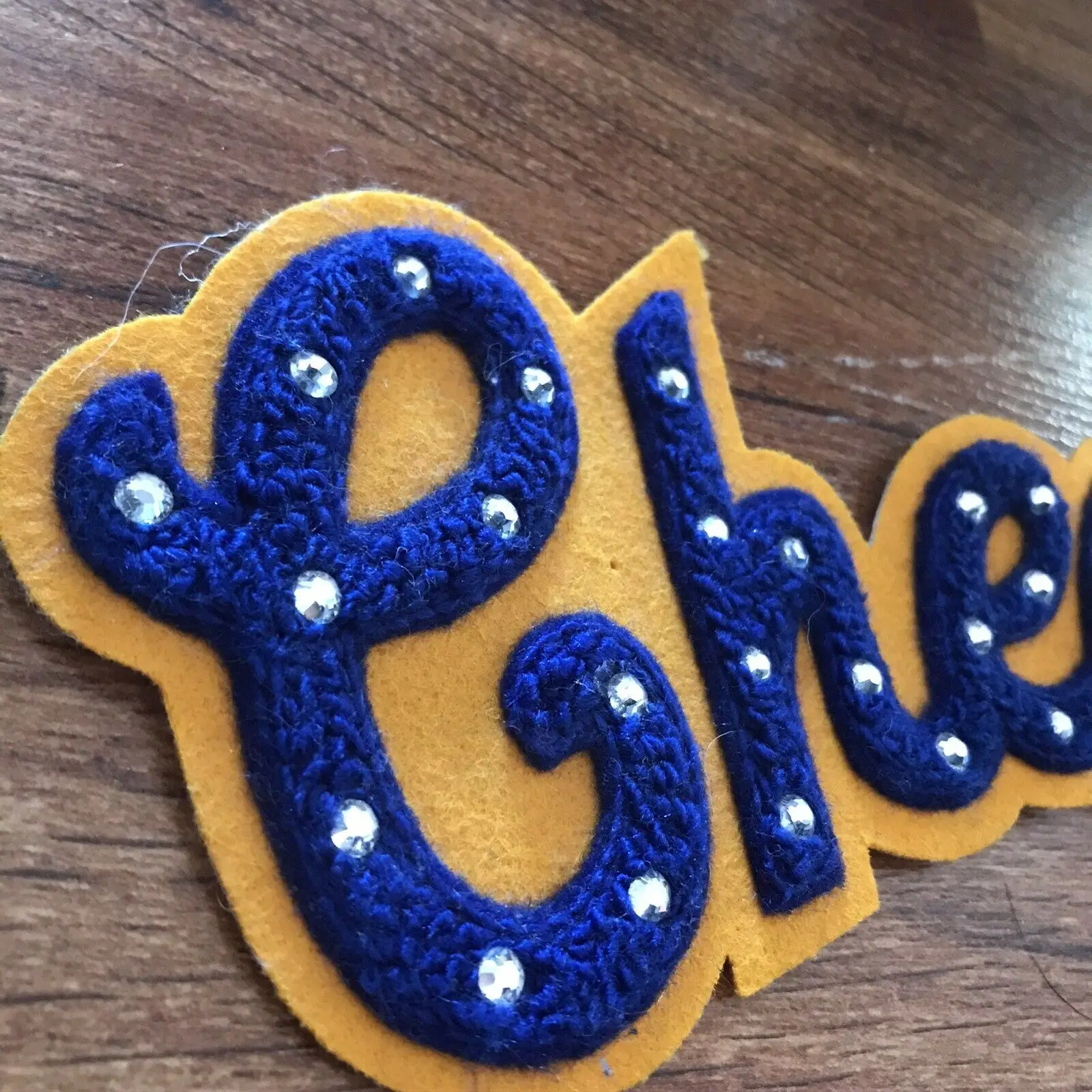 Cheerleader Script word Bling Chenille Patch For Letterman Jacket