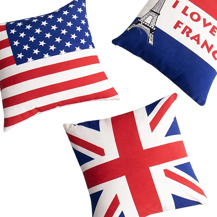 2019 Popular Style  flag pattern  Cushion Cover Decorative Sofa Pillow Case  Unstuffed Pillow Cover Wholesale