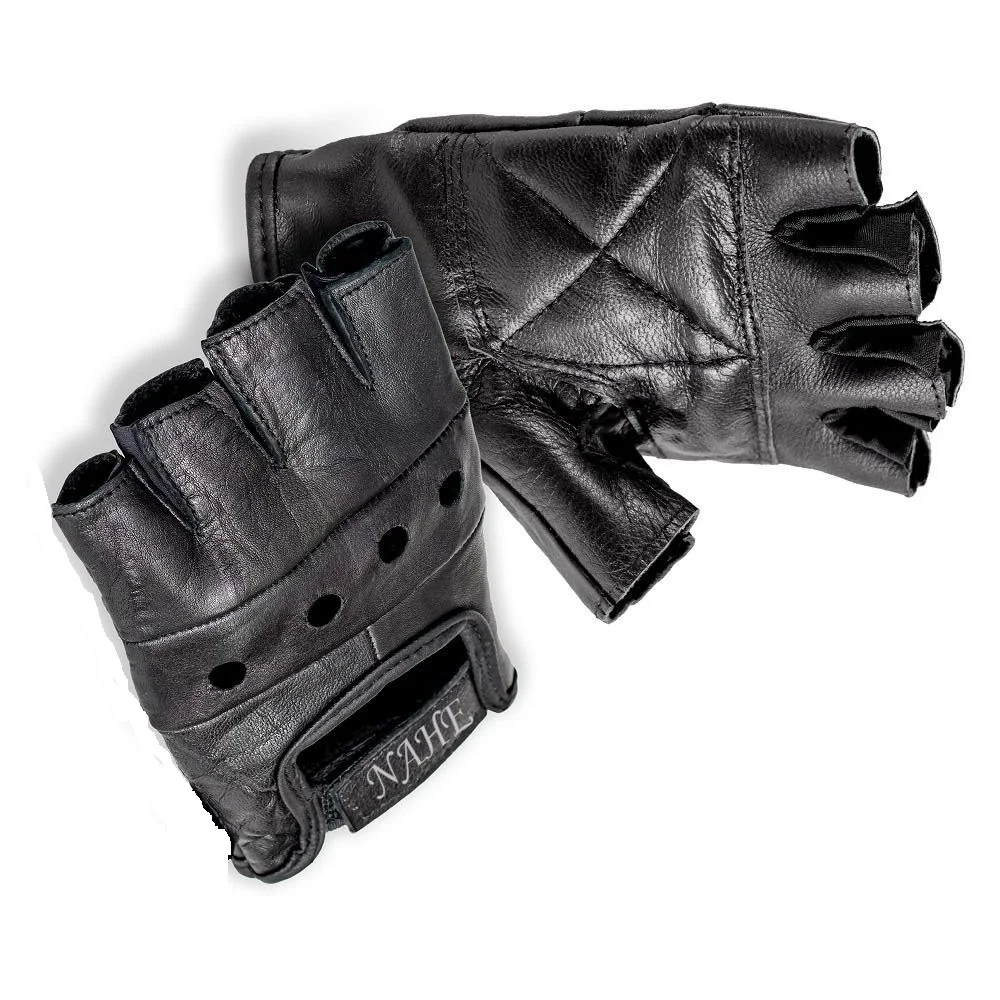 Спортивные товары для фитнеса NAHE 100% кожаные рабочие перчатки без пальцев антивибрационные рабочие перчатки с большими полупальцами для мужчин