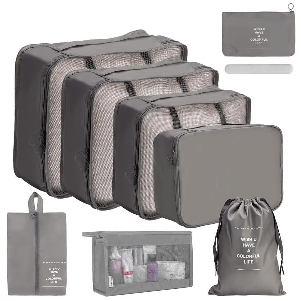 
Top Amazon Product Luggage Organizer Packing Cubes Travel Compression with Cosmetic Bag & Shoe Bag Travel packing Cube 