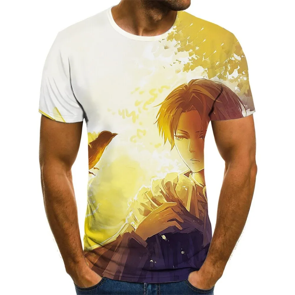 Designer recommended men animation attack on titan printed t shirt 3d printed short sleeve men t shirt printed