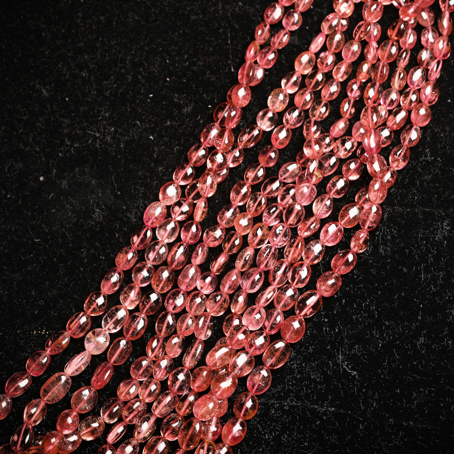 Rubellite драгоценные камни овальные бусины розовый камень 5 нитей ожерелье высшего качества по оптовой цене для ювелирных изделий