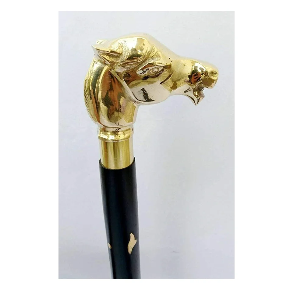 Hot selling Walking sticks brass comfortable handle knob wooden designer cane walking sticks luxury from Indian Supplier