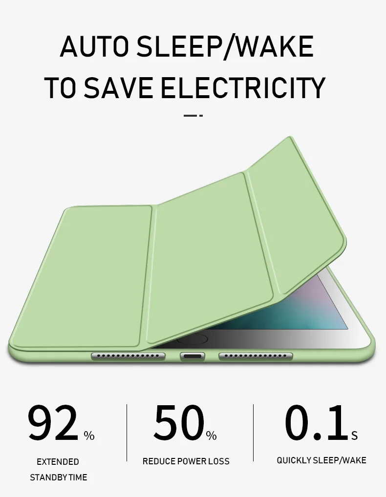 Новый умный чехол Trifold для планшета iPad 7/8/9 поколения Mini 123/4/5/6/легкий вес