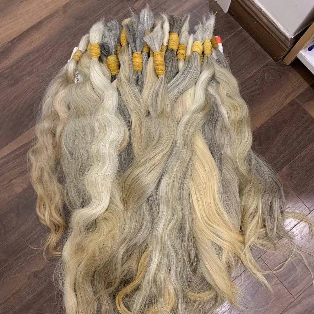 MH Trust 100% Vietnamese Cuticle Aligned Remy Hair 30-Inch Lace Front Bulk Vendors Gray Human Hair with Wave Style Virgin Hair