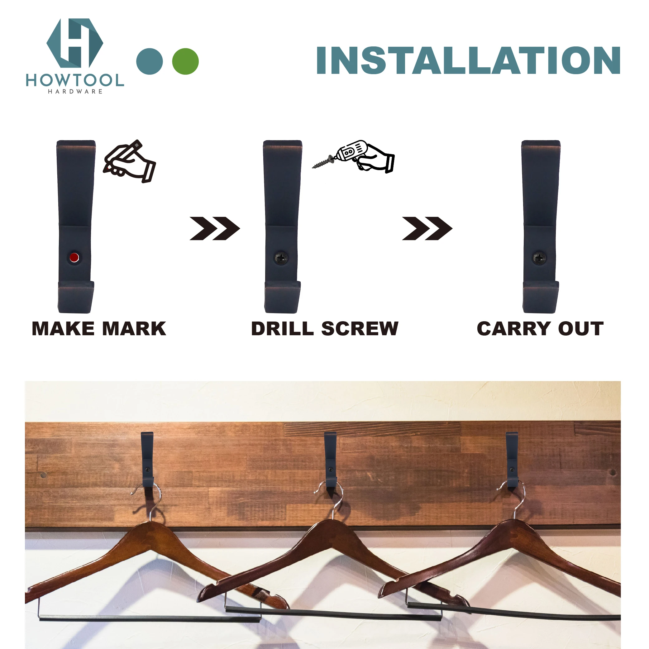 HOWTOOL A334  Decoration Farmhouse Rustic Metal Double Utility Hook for Entryway Hallway Bedroom Living Room