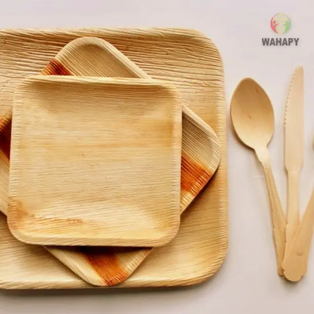 100% г. Areca биоразлагаемая Квадратная тарелка для пальмовых листьев элегантная одноразовая тяжелая натуральная качественная