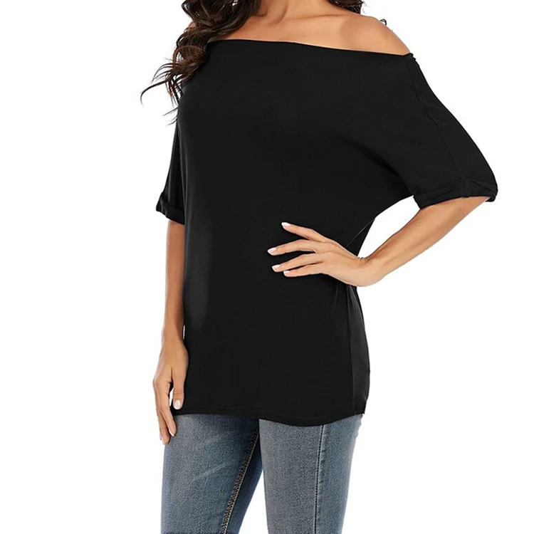 2022 Spring New Design Skinny off shoulder sustainable custom for healthy blank latest stylish Women T-shirt