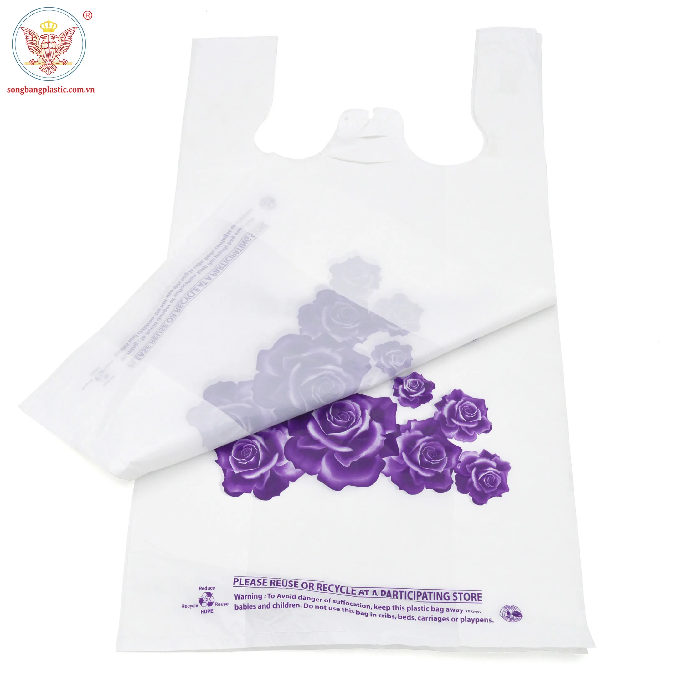 Environmentally friendly plastic carrier bags packaging custom logo 5x7 inch with custom logo printing for shopping