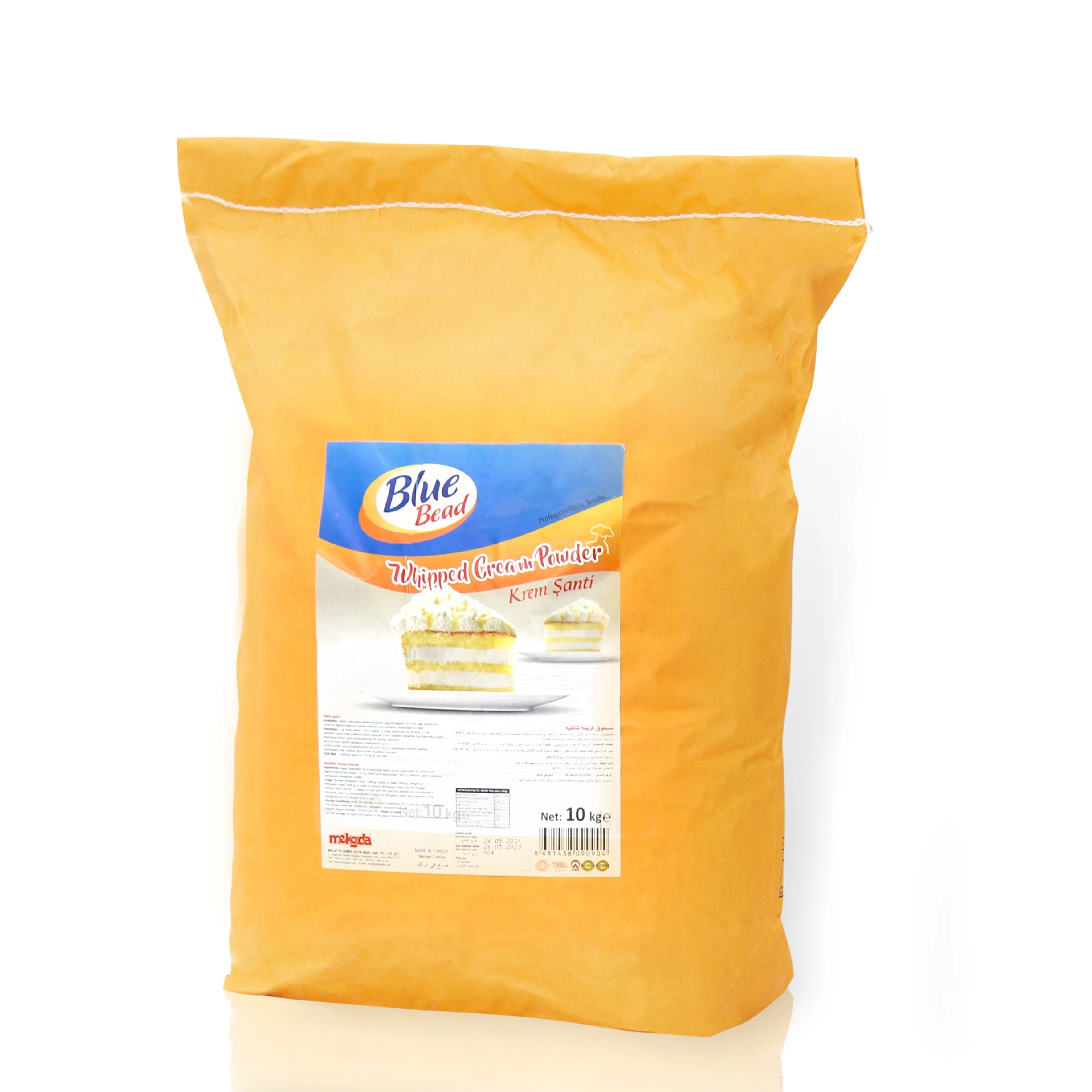 BlueBead Whipped Cream Powder 10 KG in kraft bag  using for Cake Decoration Vegetable based, Non-dairy, Powder form, High Volume