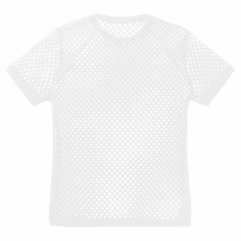 100% Cotton Wholesale Printing Mens Mesh Fishnet String T-shirt See Through Sports Gym Training Muscle Vest tank Top Shirt