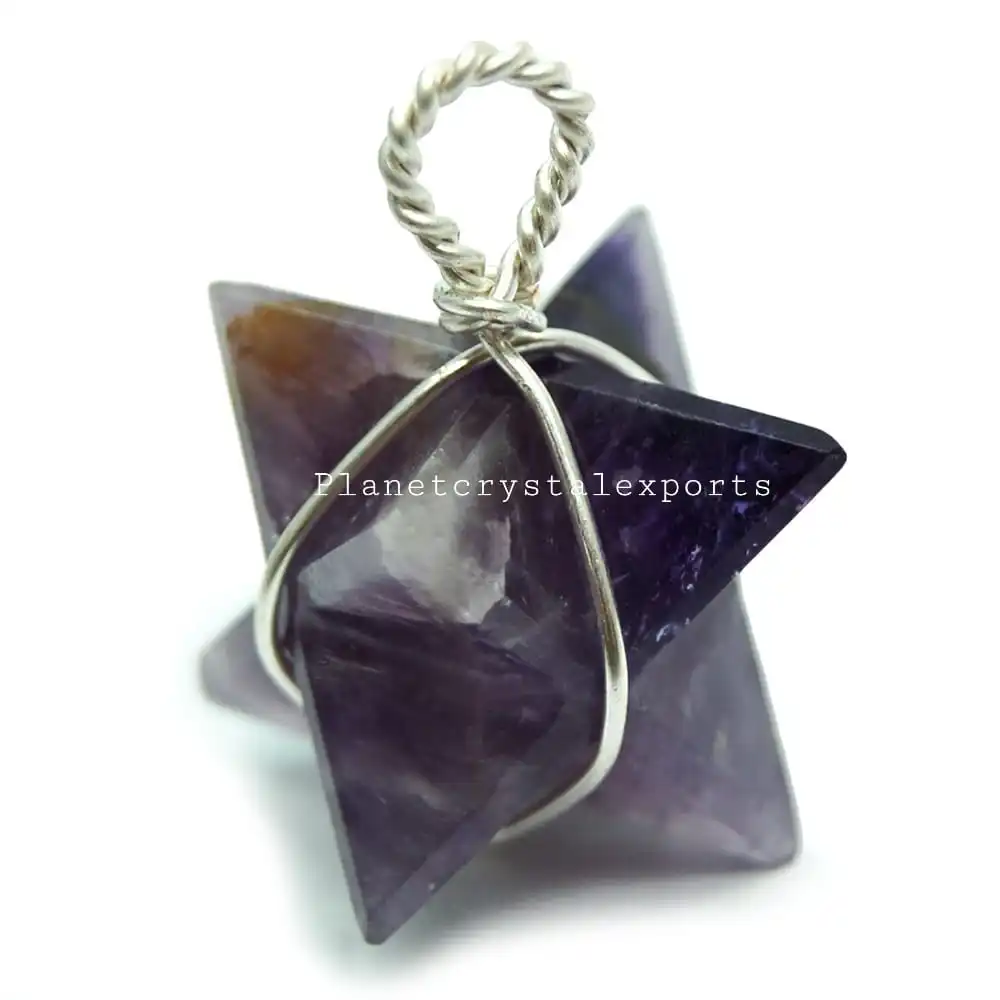 Высококачественный Аметист Меркаба звездный камень хрустальный кулон в виде проволоки для мужчин и женщин энергетический с драгоценным камнем