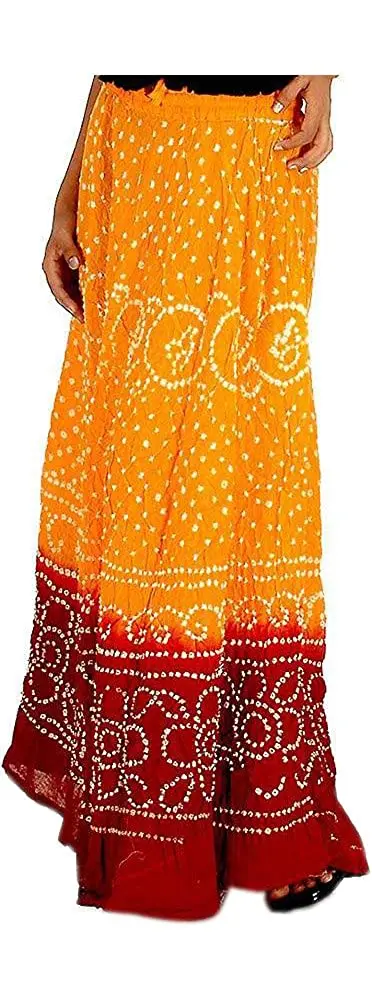 Indian Embroidery  Bandhej Long Skirt Bandhani Sequins Work Bohemian Belly Dance Hippie Long Skirt Boho Skirt wrap