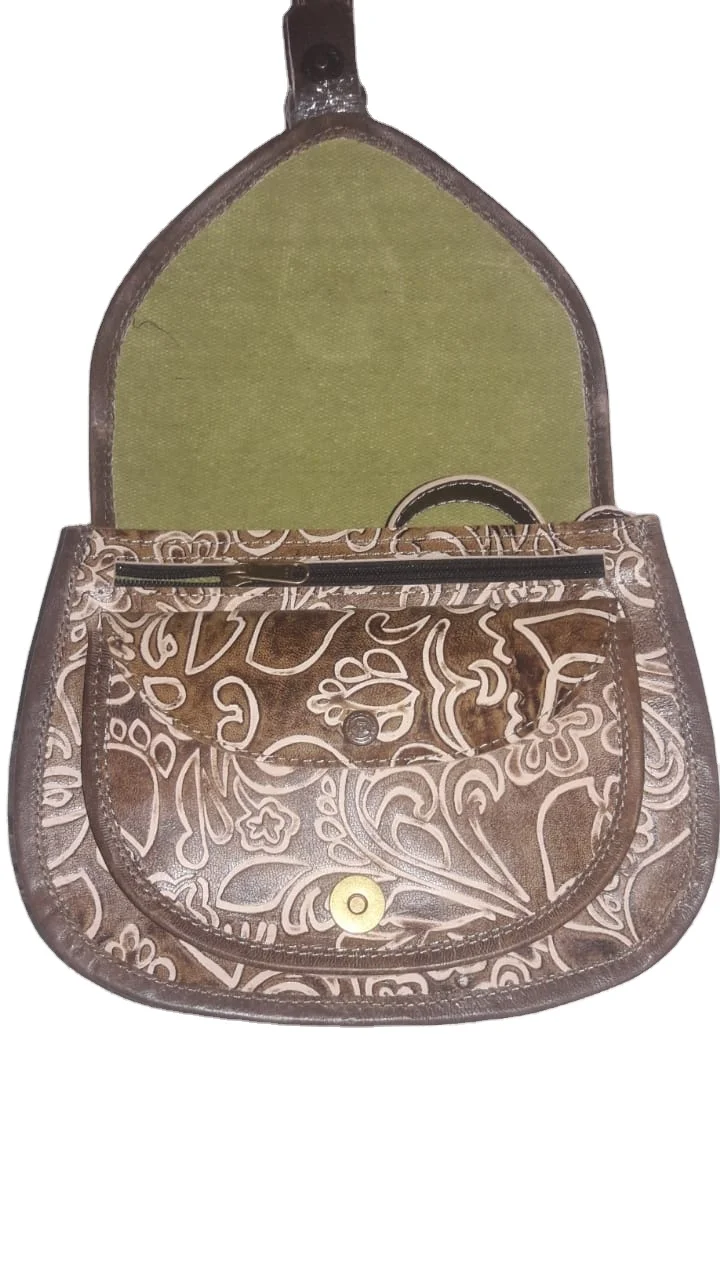 Fashion trend vintage style goat leather ladies slings bags crossbody bags with stone work designer handmade ladies bags