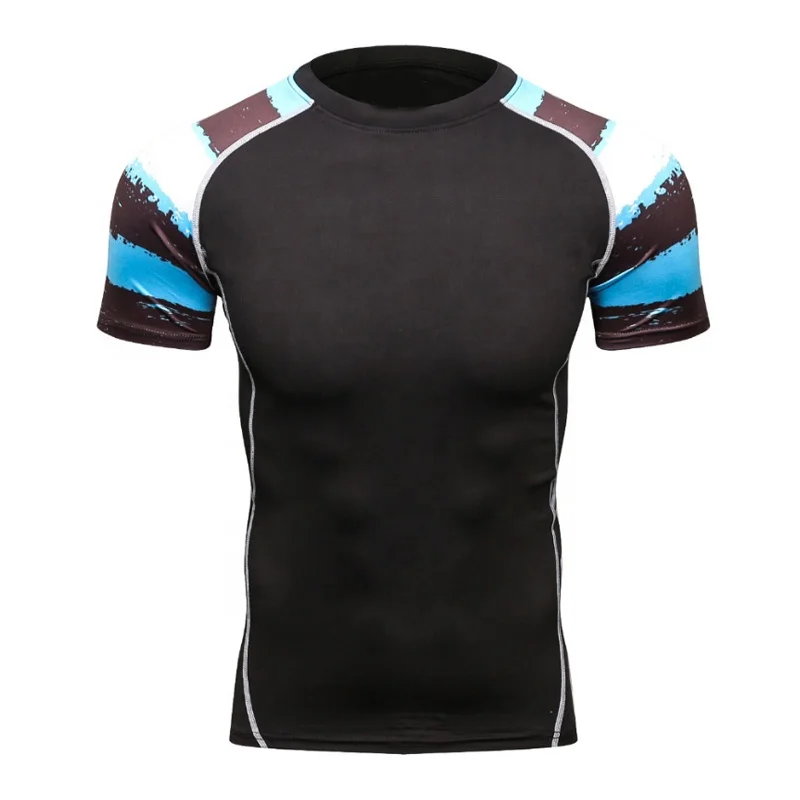 Short Sleeve Rash Guard MMA BJJ Shirt Gym Training Swimming Compression