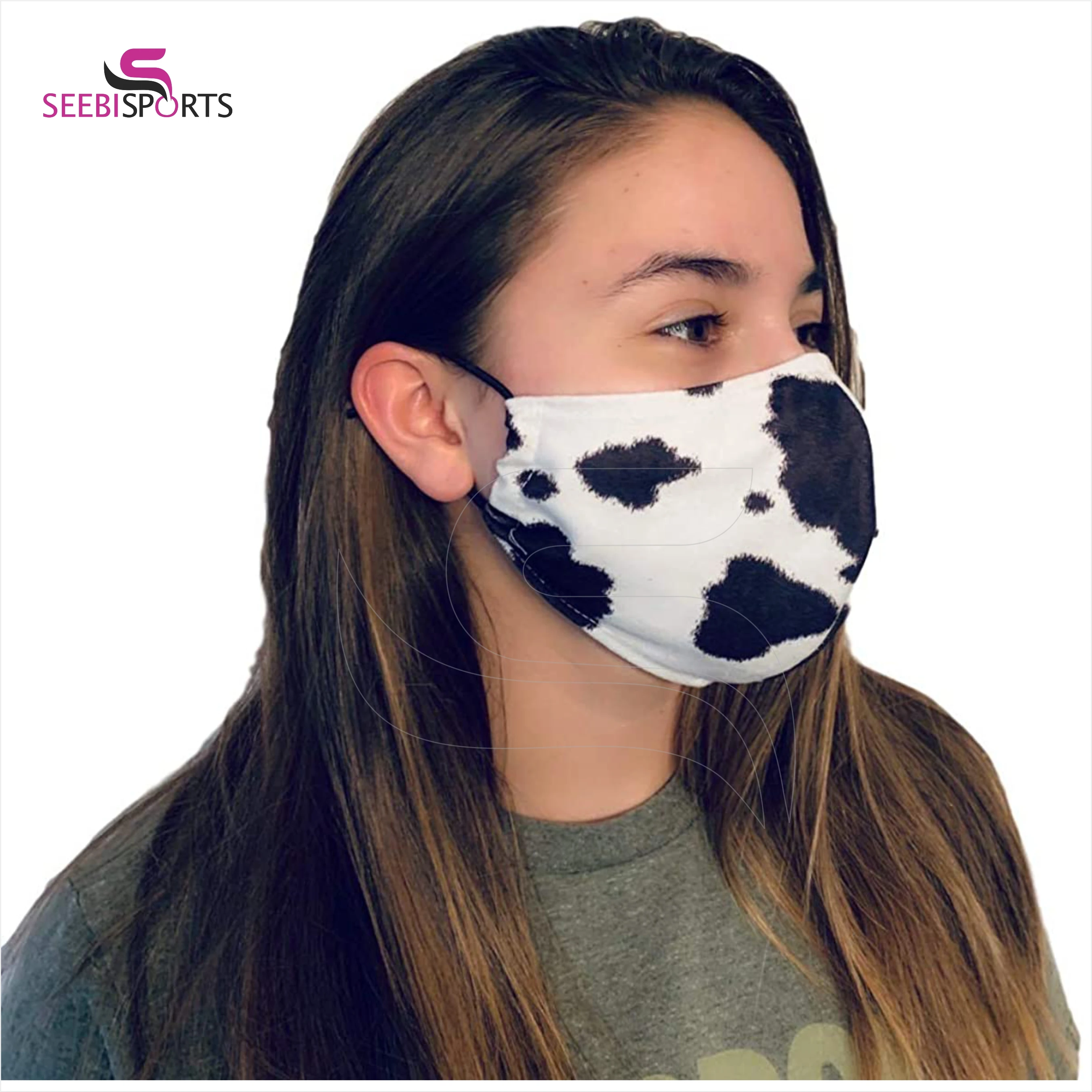 Custom logo printing reusable washable protective breathable cow cloth face mask-#21