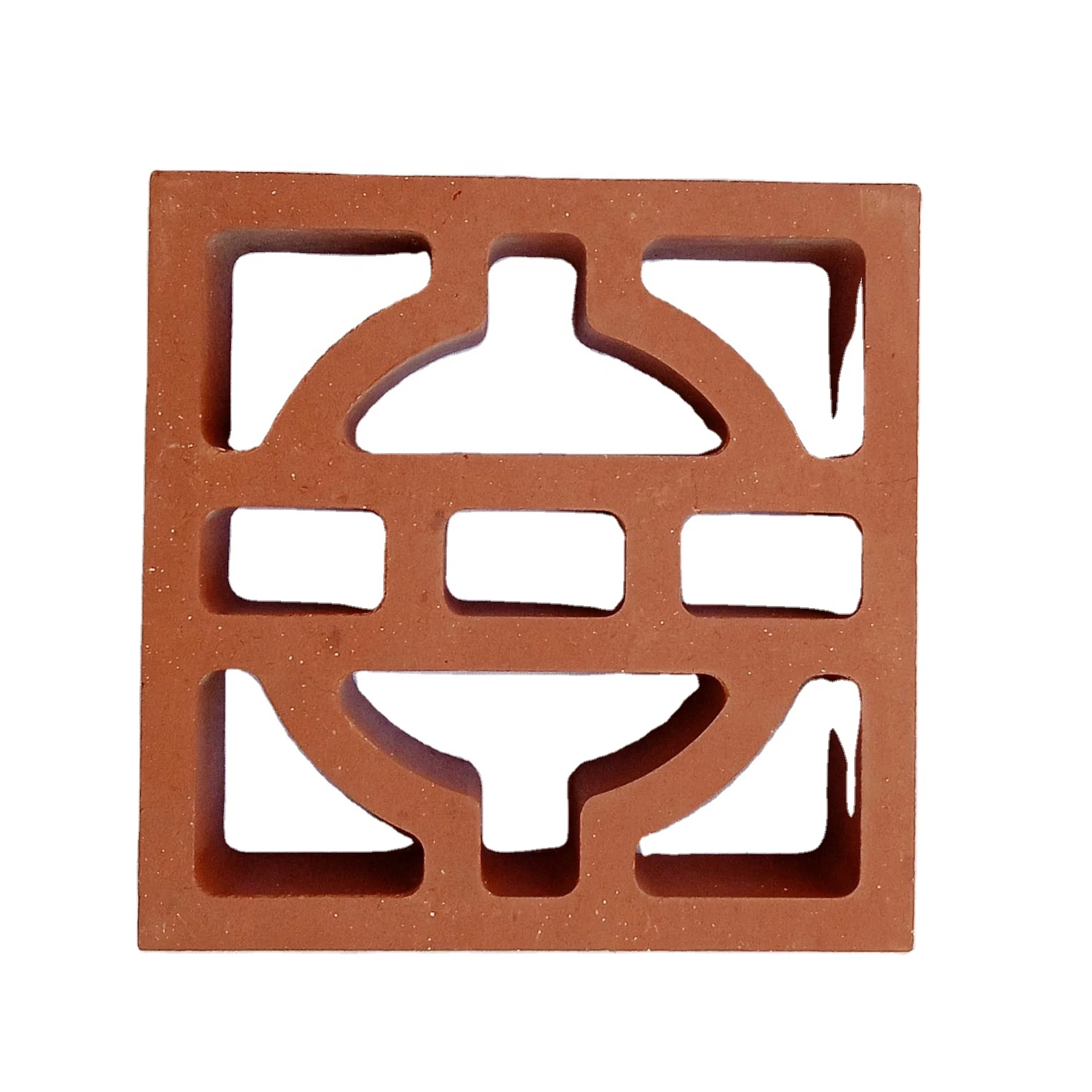 Natural red clay terracotta hollow blocks bricks Jaali tiles used for wall cladding wind brick size 200X200X60 mm Pearl Pattern