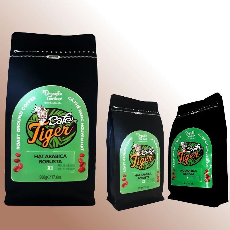 Vietnam Premium Quality MEDIUM ROAST Sugar-Free Bag Packaging CAFE TIGER - ARABICA ROBUSTA - WHOLE BEAN