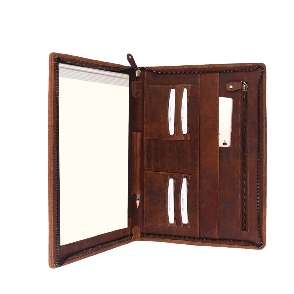 
Forevermore Portfolio Padfolio with Zippered Closure Durable Leather Padfolio Notebook & Business Brown 