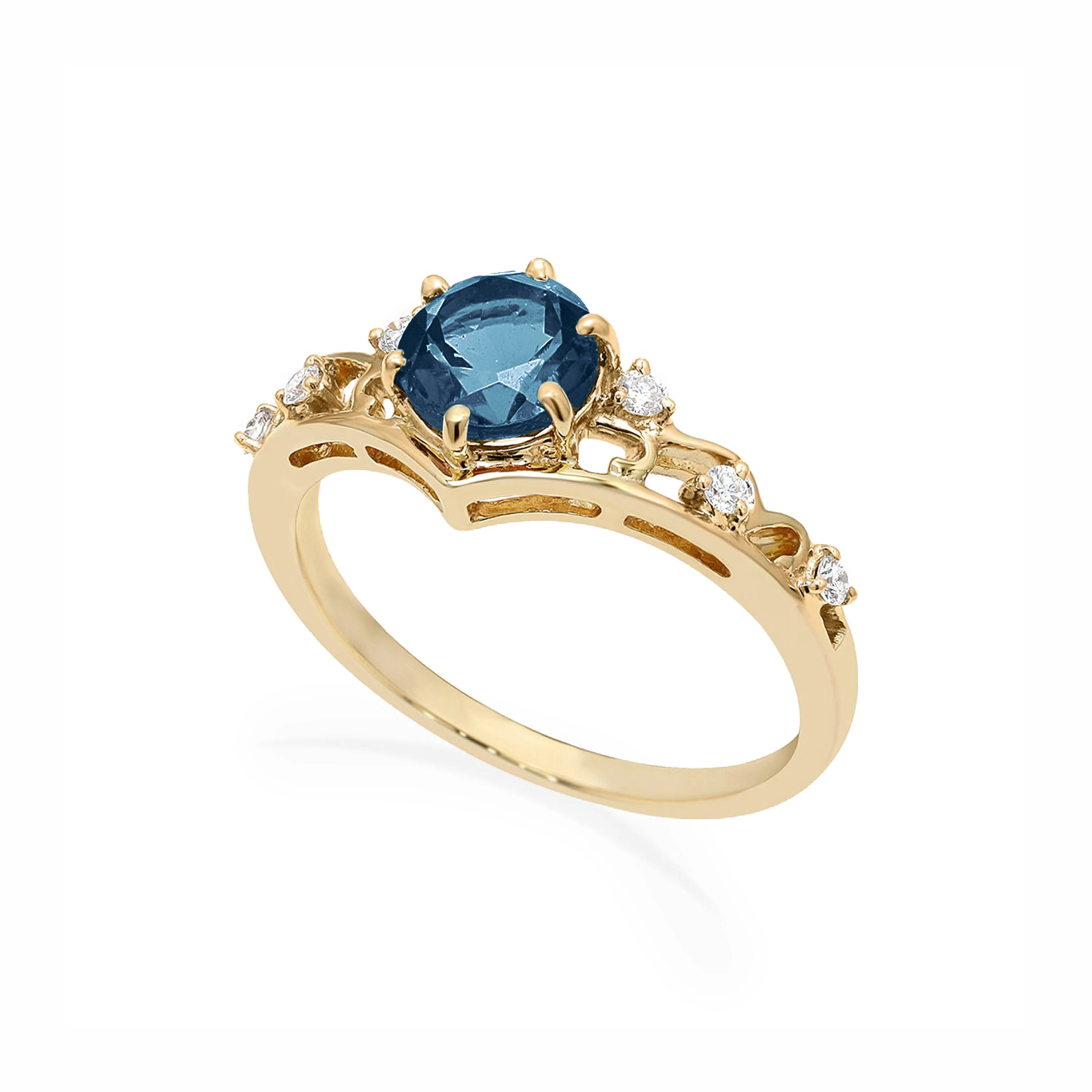 Jewelry Manufacturer London Blue Topaz Gemstone Ring 14k Solid Gold Ring Vintage Topaz Ring For Women