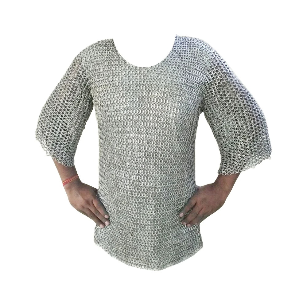 Custom Design riveted solid ring chainmail aluminum haubergeon for movie serial drama play role Largest Manufacture Company