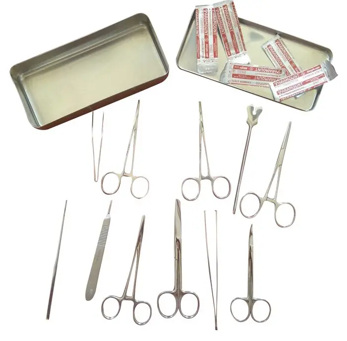 13 основные части Хирургический Пинцет Ножницы держатель иглы Набор инструментов из нержавеющей стали чехол