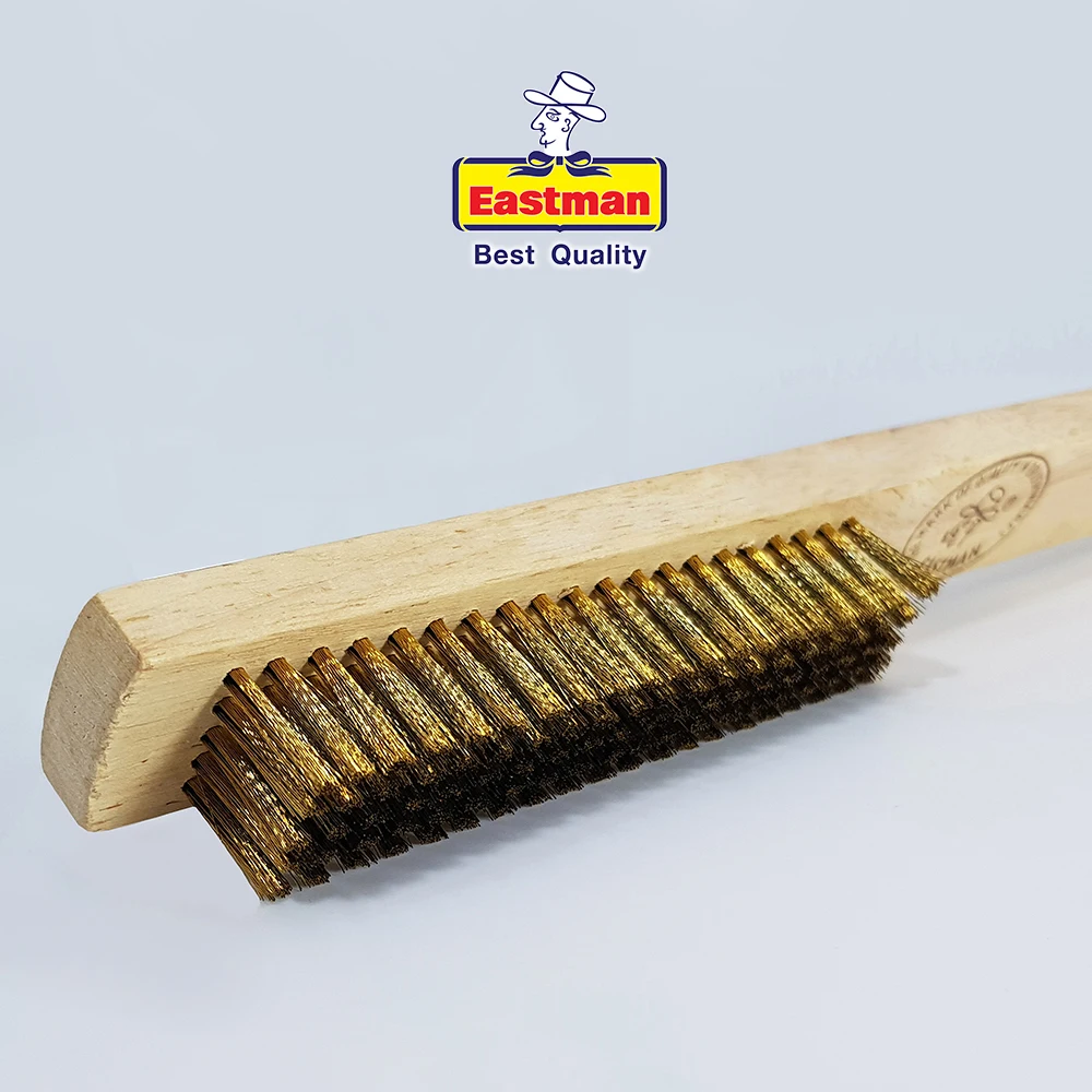 New Thailand Brass Wire Brush Eastman 5 Row Brass Wire Wooden Brush for Heavy Duty Cleaning