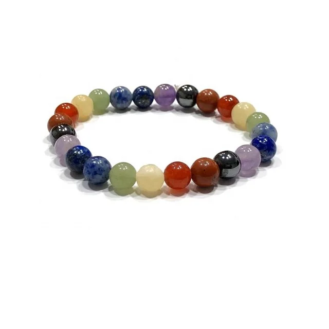 Wholesale Seven chakra bracelet 7 chakra bracelet reiki healing stone smart bracelet crystal craft gemstone agate healing