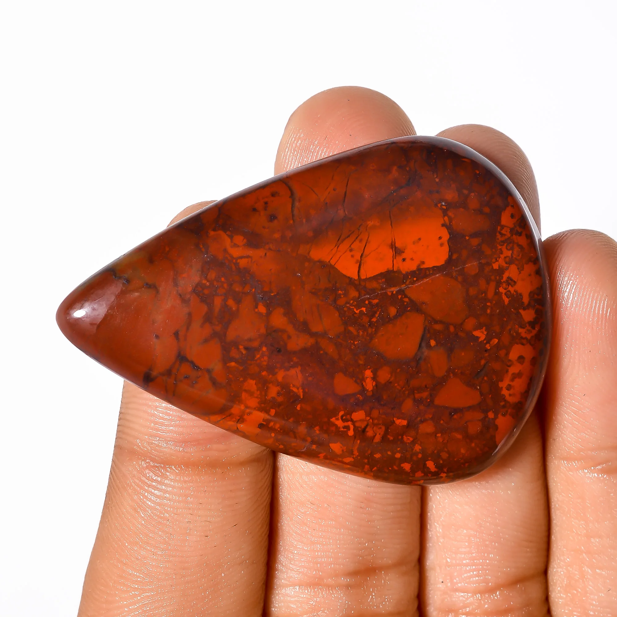 Gorgeous Top Grade Quality 100% Natural Rainbow Jasper Pear Shape Cabochon Loose Gemstone For Making Jewelry 66.5 Ct. 47X33X6 mm