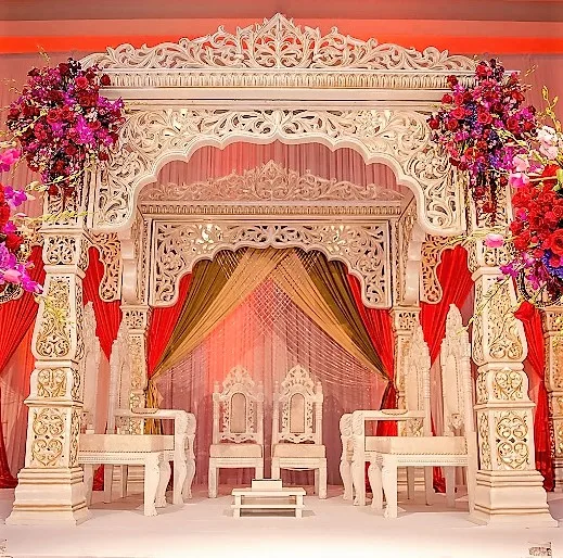 
Fiber Wedding Mandap Hindu Wedding Mandap Wedding Stage Wedding Party Event Decoration Mandap Bazaar Customized Fiberglass 