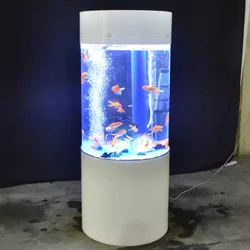 wholesale customized tank fish LED transparent acrylic round column aquarium fish tank