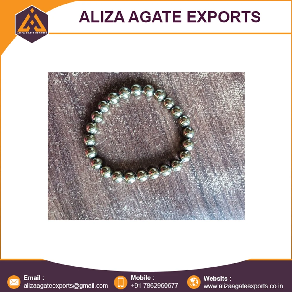 Popular Beads Pyrite Crystal Bracelet 8mm Pyrite Beads Hand Therapy Yoga Daily Wear bracelet Buy At Best Price