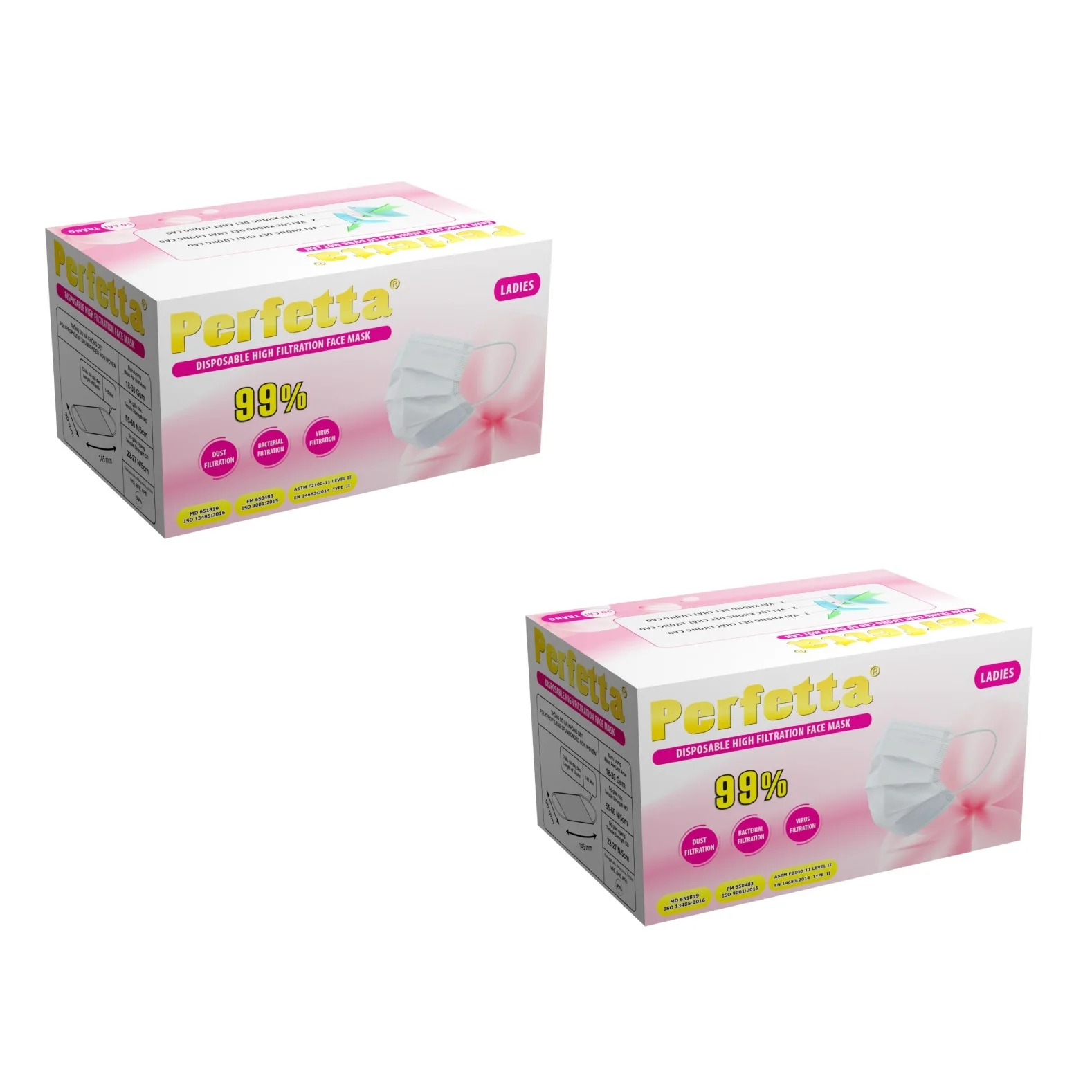 
 Высокое качество белый Perfetta умеренный для дам 3Ply одноразовых медицинских лицевых крышка с Срок годности 3 года для женщин  