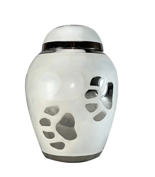 Пользовательская гравировка жемчуг белый ПЭТ серебряная большая лапа и урна для кремации хранения остается коробка оптовая цена rom India