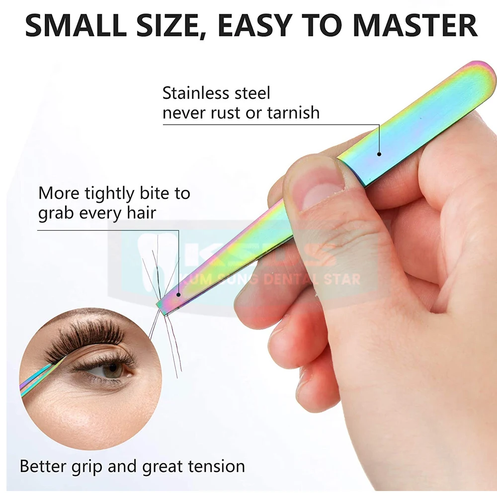  Пинцет для бровей с наклонным наконечником из нержавеющей стали титановым покрытием