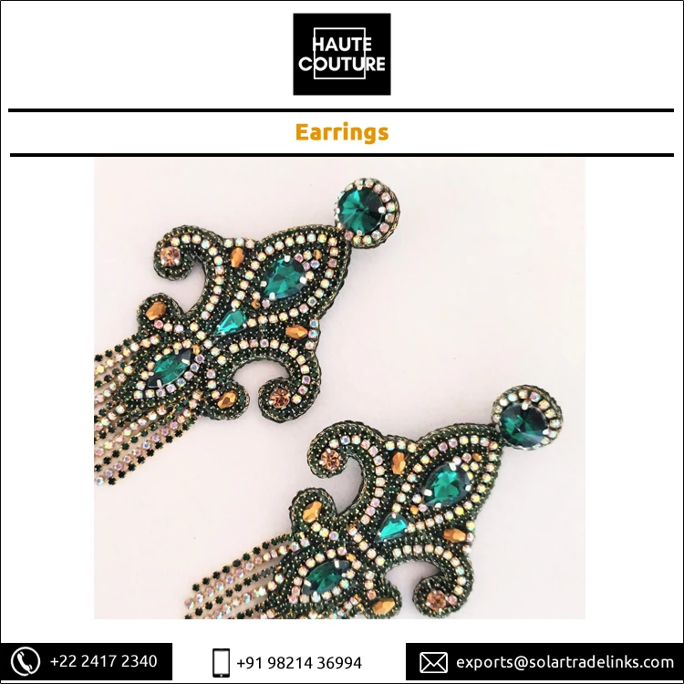 New Design Fashion Jewelry Hand Embroidered FLEUR DE LIS Handmade Earrings for Women at Affordable Market Price for Sale