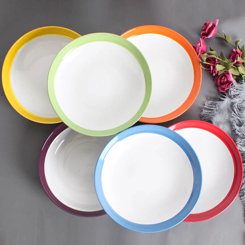 16 Pcs Dinner Set Pakistan Red Black Solid Two Stone Color Glazed Stoneware Ceramic Crockery Dinnerware