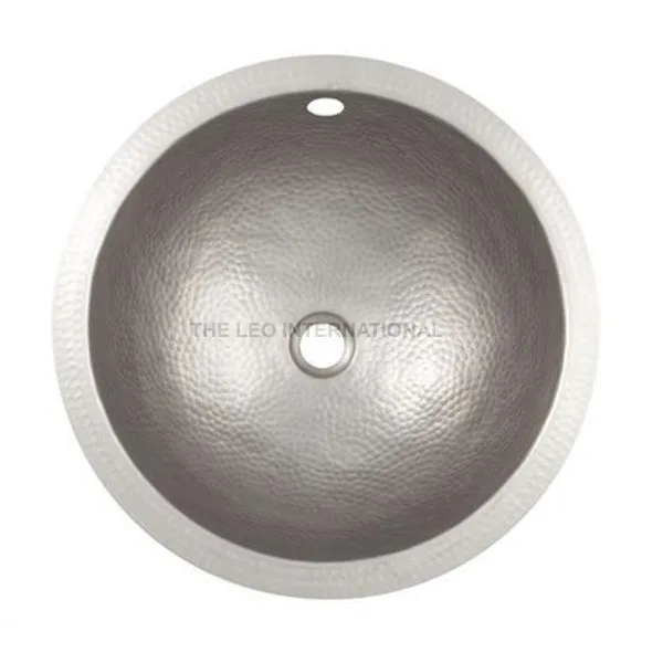 Hammered copper metal silver matte sink bathroom basin undermount 19X19X7 Inch luxury wash basin high quality basin
