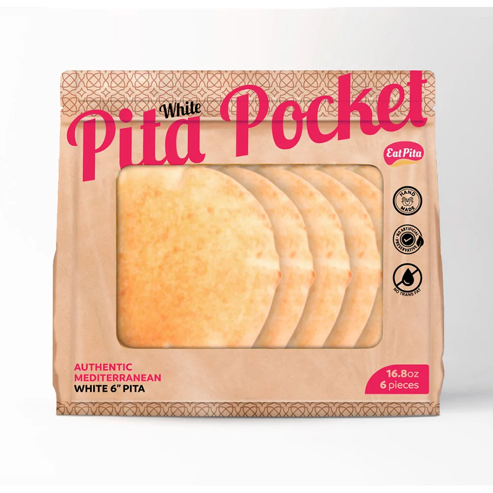 Eat Pita Hand Crafted Wholesale High Quality Baked Pita Pocket 6 Inches White