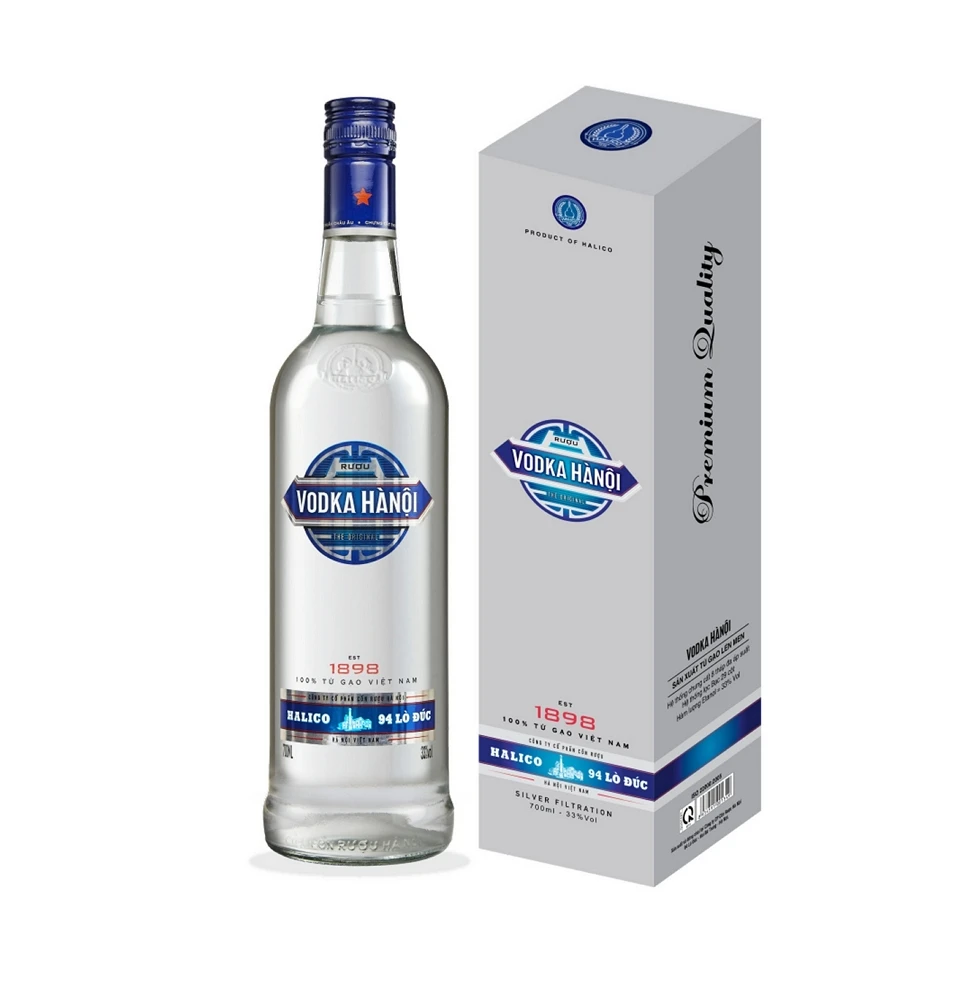 Halico Supplier Vodka Hanoi 33%vol 500ml purest best Vietnamese grain spirits factory sell
