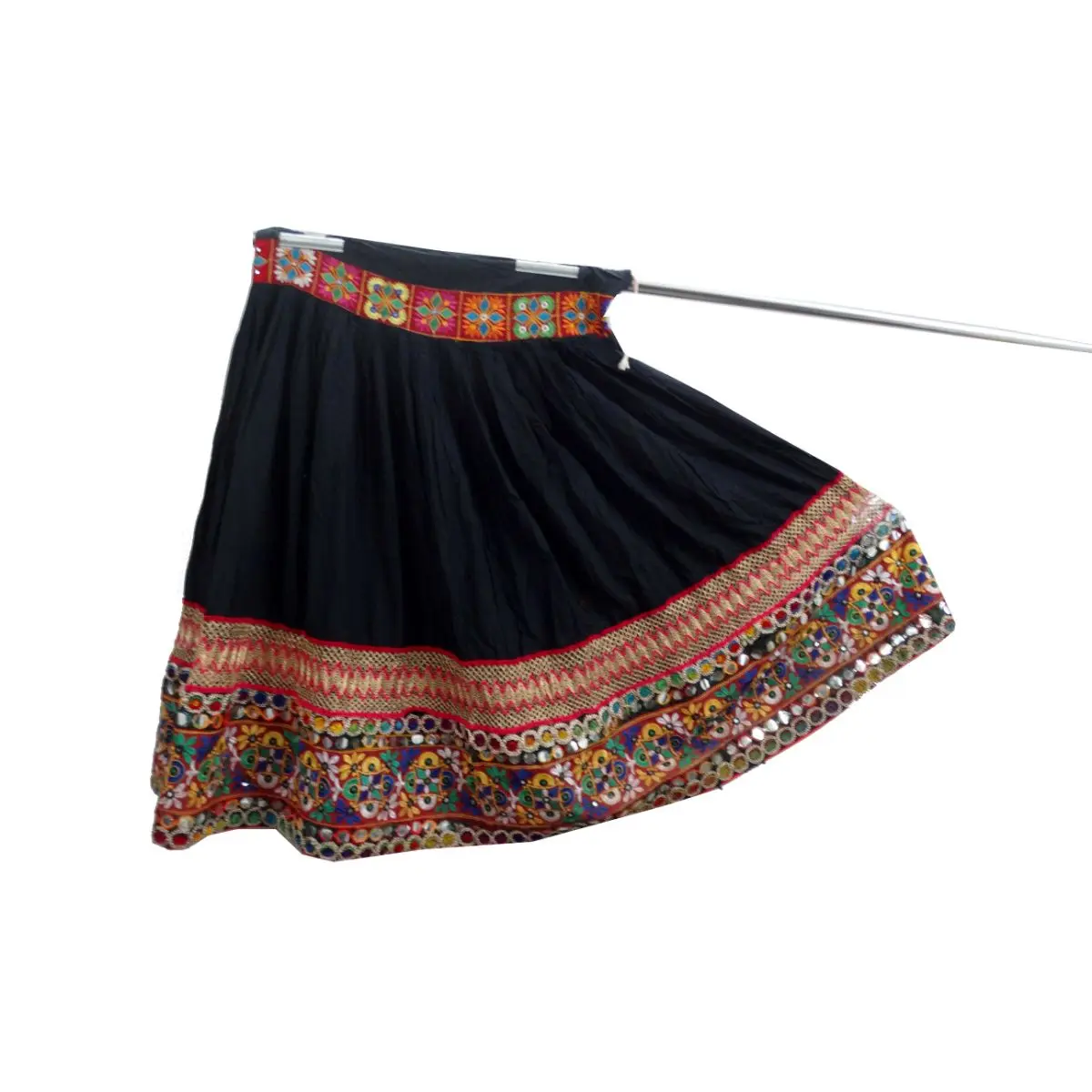 Vintage Fabric Ghaghra Authentic Indian Banjara Skirt Multi-Color Rabari One of a Kind Traditional Hand Embroidered