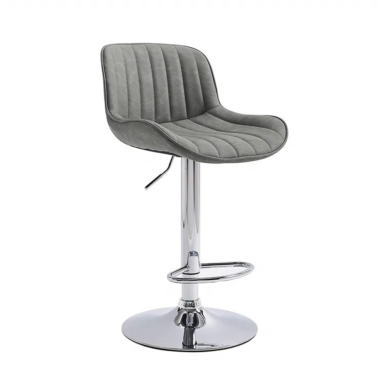 Height Adjustable Swivel Barstools Vintage Bar Chairs Brown High Back Soft Cushion Modern Bar Stool