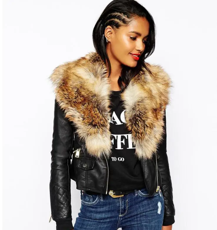 
 Brand Fitness High Quality new pattern Manufacturer cheap custom Women fur leather jacket  
