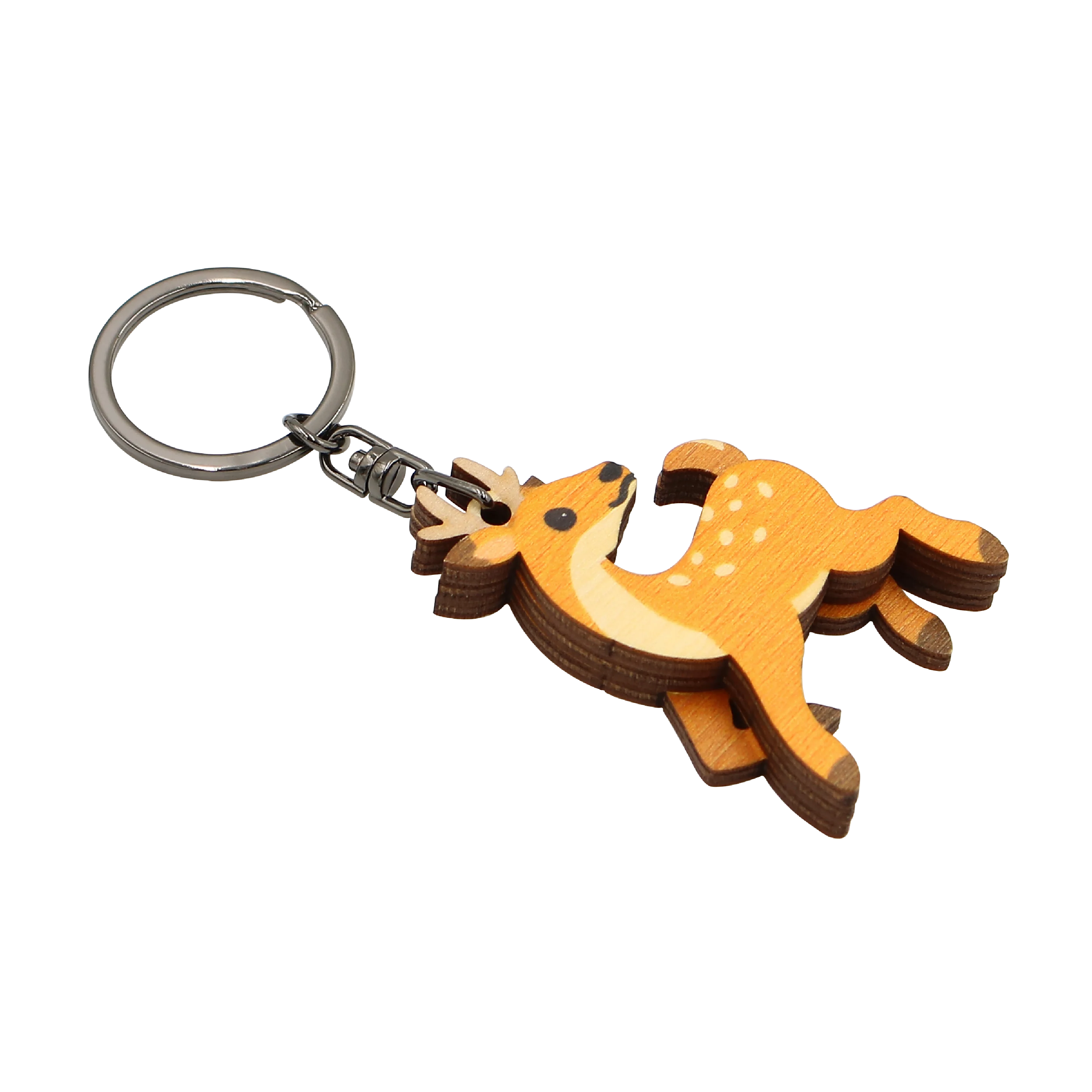 Logo Package Customizable Deer Animal Wooden Wood Keychain