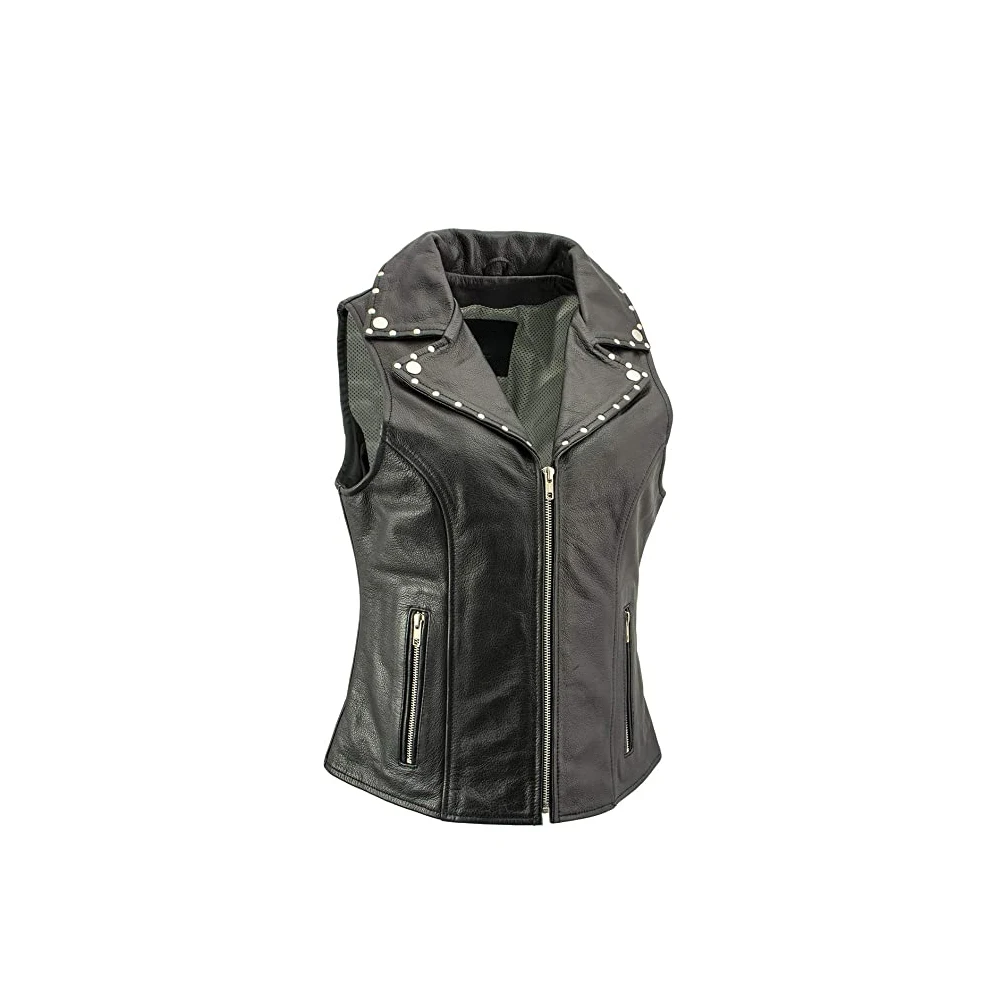 Pure Leather Women Motorcycle Vest