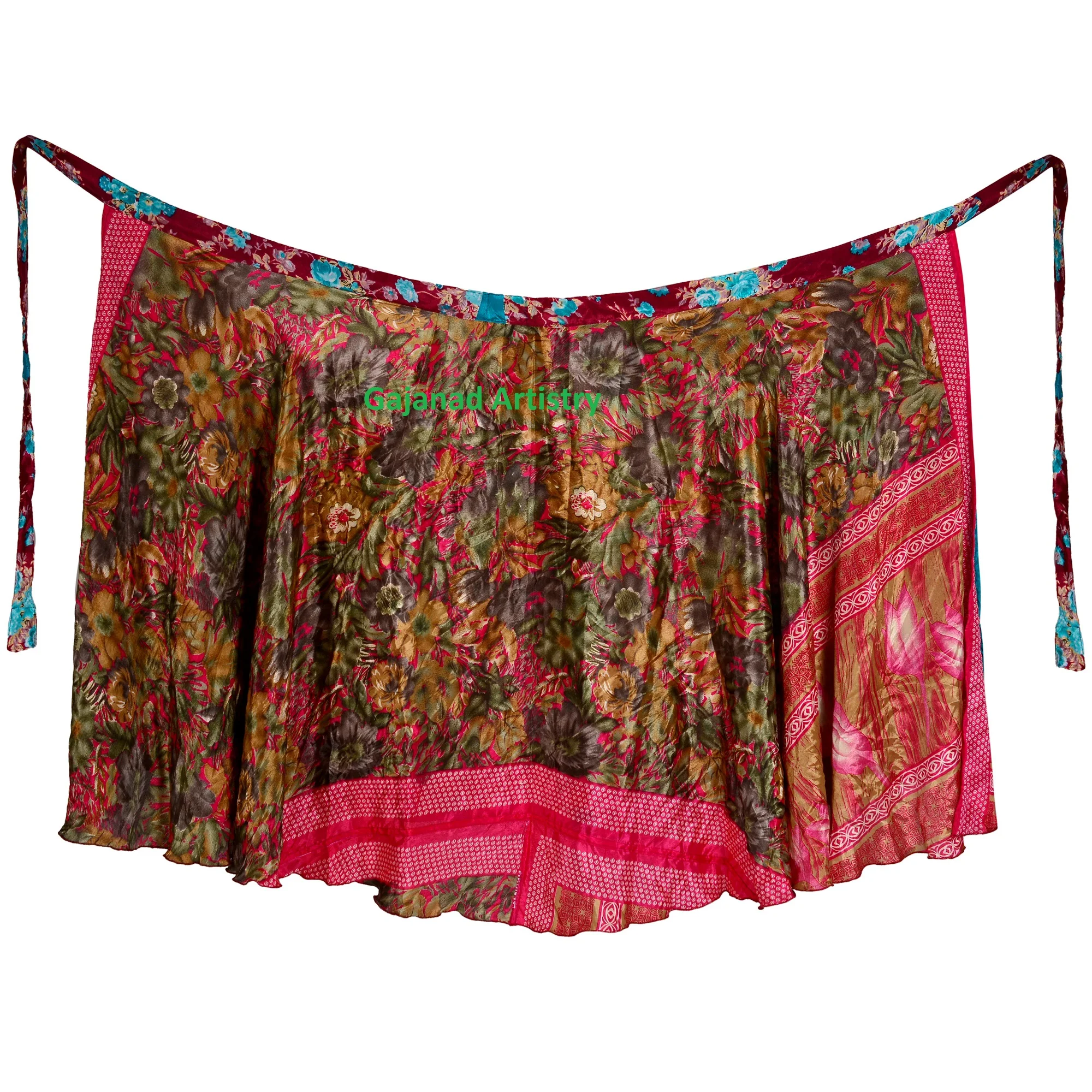 Indian Silk Long Skirts Boho Hippie Long Skirt Double Layer Magic Wrap Reversible Long Vintage Silk Sari Long Wrap Skirts