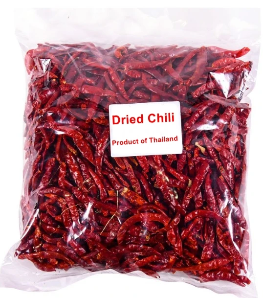 100% Dried Chili No Stems Hight Quality Hot Peppers Spices Sun Dried Whole Chile Pepper stemless Premium Product of Thailand