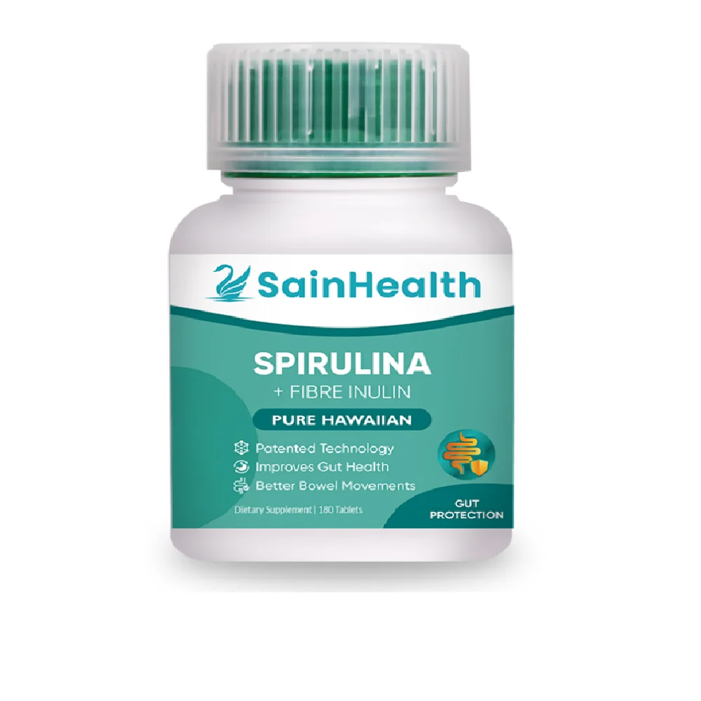 Wholesale 100% Pure 180 Softgel Capsule SainHealth Spirulina Plus Fibre Improves Gut Health Care Dietary Supplement Made in USA