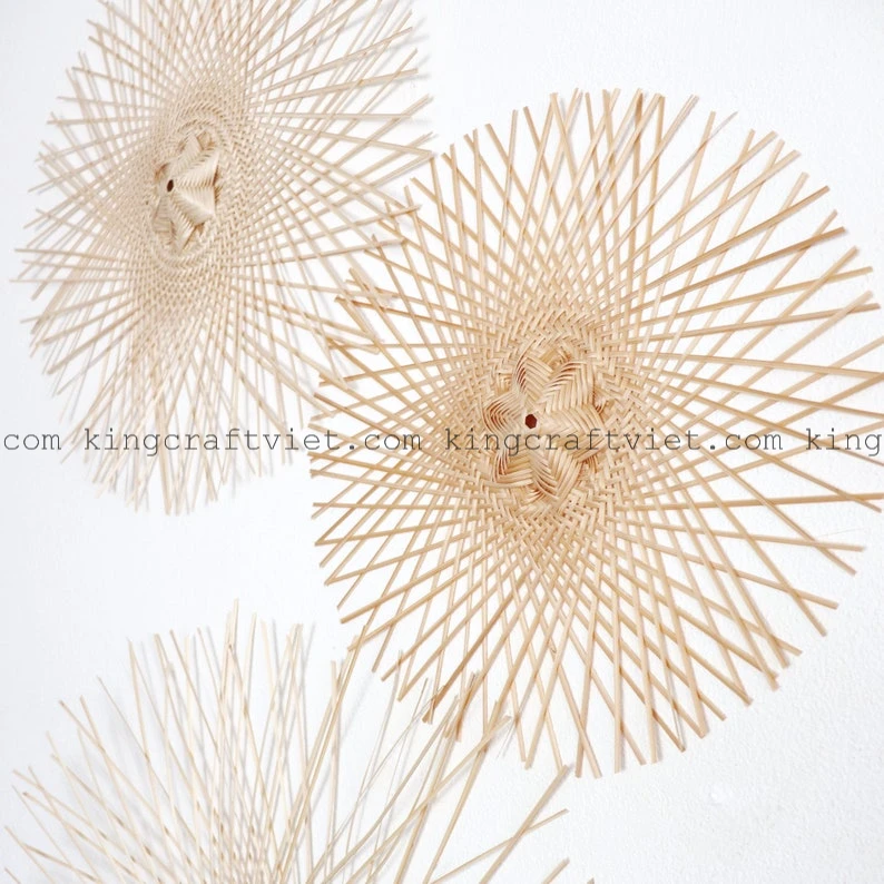 Super Quality Set  of Winnowing Rattan Wall Hanging Cozy Wall Baskets Decor White Bakets for Boho Decor Made in Vietnam