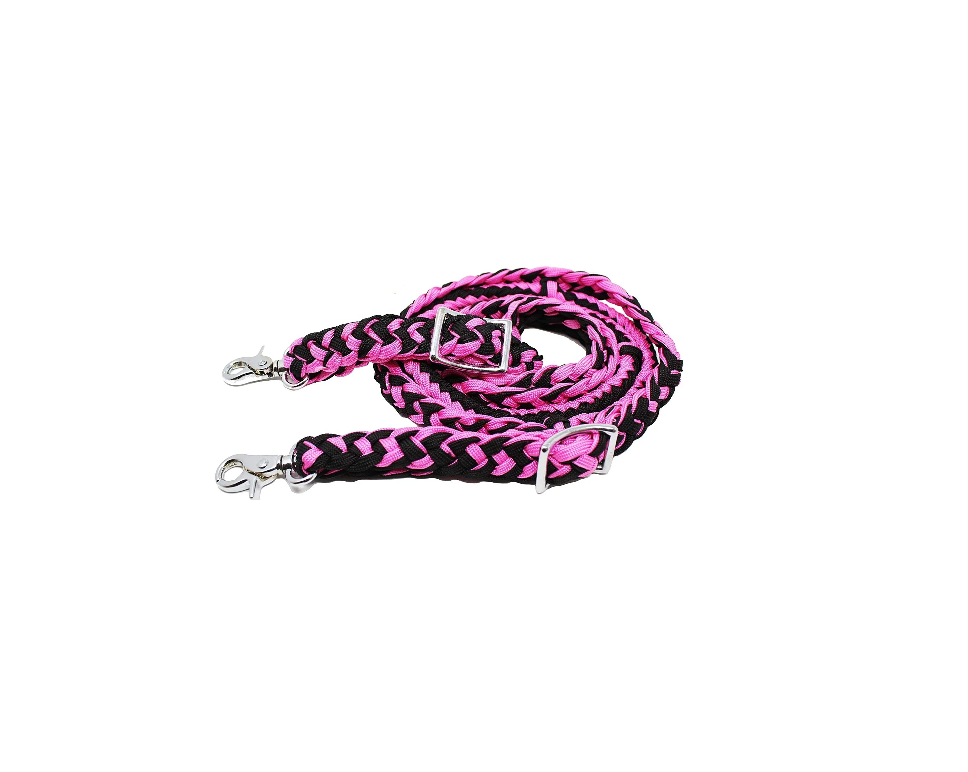 Horse Tack Western Barrel Reins Nylon Braided reins stainless steel snaps at both ends and adjustable con way buckles